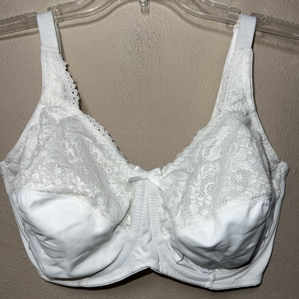 Lilyette Women's 36DDD Minimizer Comfort Lace Underwire Bra 0428 White